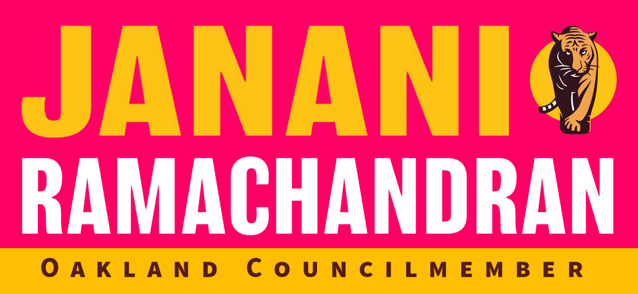 Banner that says "Janani Ramachandran Oakland Councilmember"